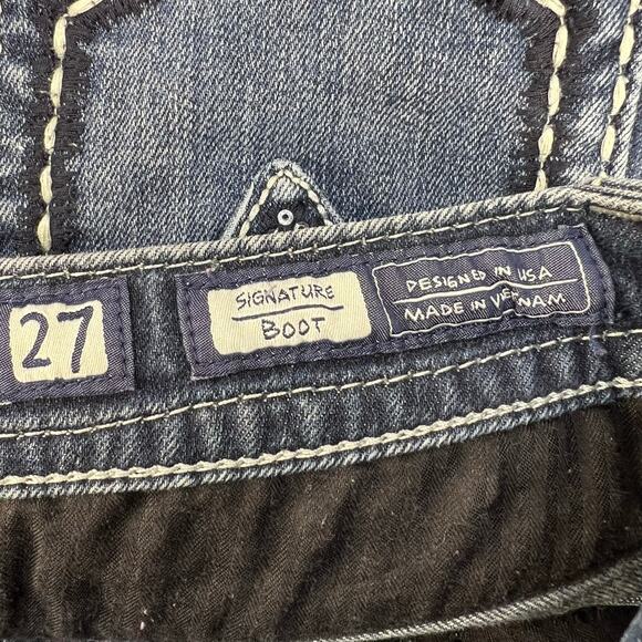 Miss Me Jeans Women's 27 (4) Blue Signature Boot Flower Sequin Pockets Blingy - Picture 7 of 15